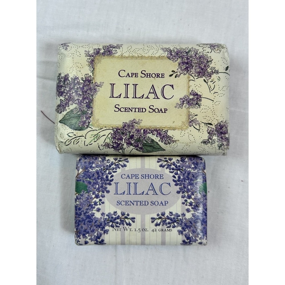 Vtg Cape Shore Lilac Scented Bar Soap x2  New One Full Size One Small